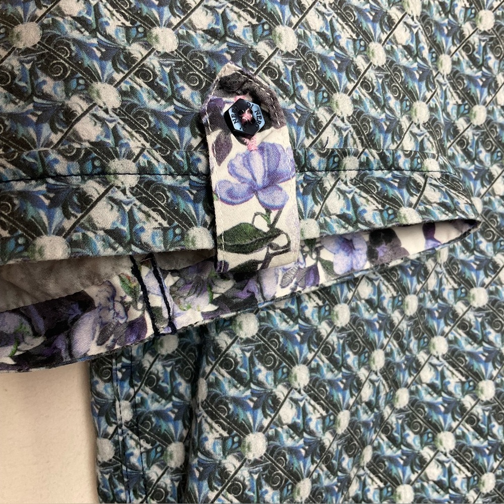 🟢🟣🔵DiNero Milano Floral Button-Up Shirt - Nice Quality! 100% cotton - Picture 5 of 12